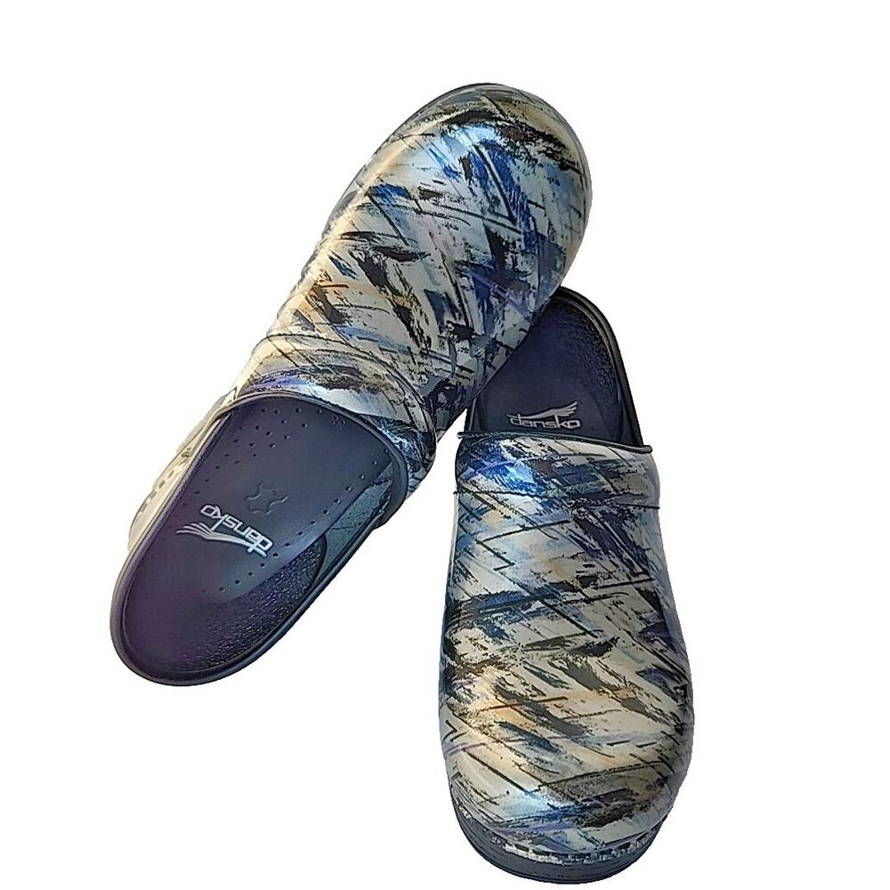 Dansko Professional Clog Patent Leather Criss Cross Multi EU Size 38 US 7.5 8